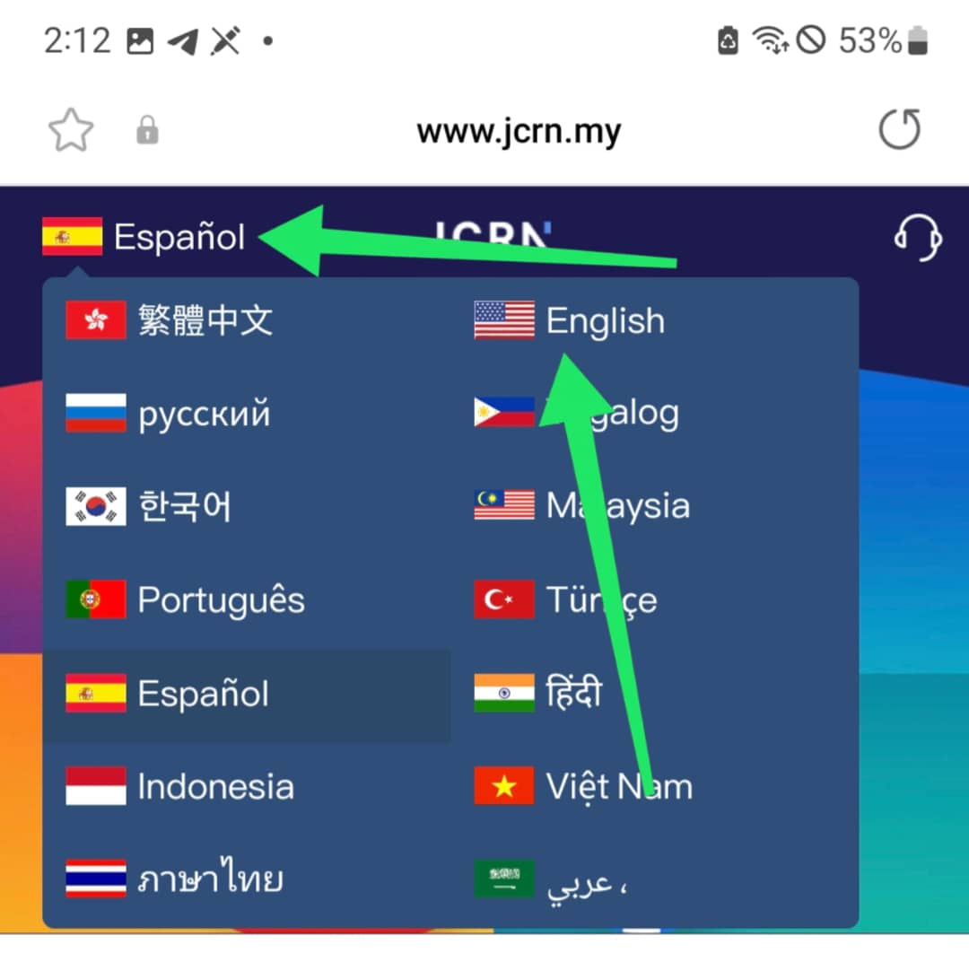 Change language on jcrn